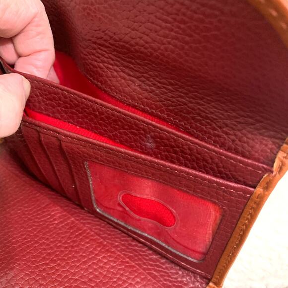 DOONEY & BOURKE Dark Red/Tan Leather Trifold Continental CLAREMONT Wallet - Picture 11 of 12
